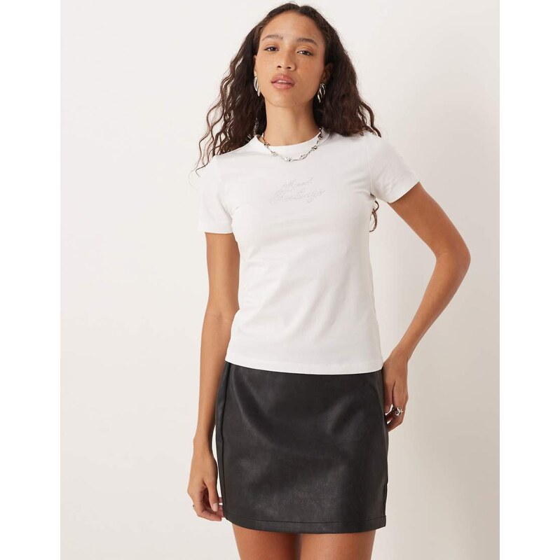 JJXX Gigi t-shirt with rhinestone print in white 110976493