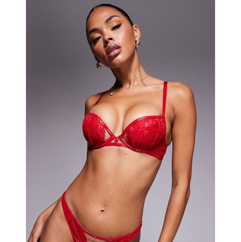 Ann Summers Undeniable padded plunge bra in red 110980212