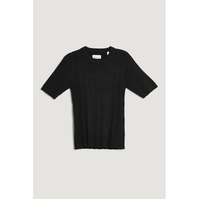 SVETR GANT METALLIC RIBBED SS C-NECK BLACK