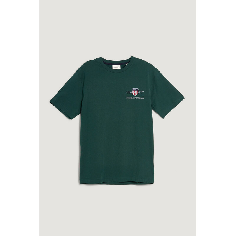 TRIČKO GANT REG ARCHIVE SHIELD EMB SS T-SHIRT TARTAN GREEN