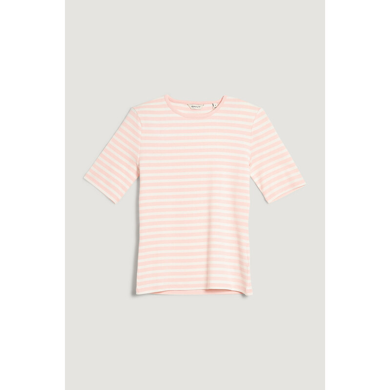 TRIČKO GANT SLIM STRIPED 1X1 RIBBED SS T-SHIRT APRICOT PINK