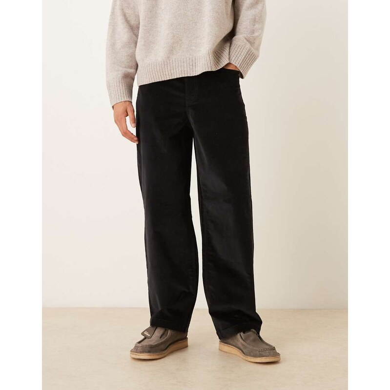 ASOS DESIGN loose straight trousers in black corduroy