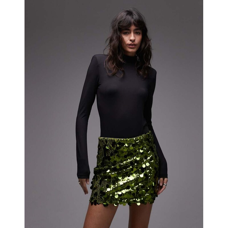 ASOS DESIGN mixed sequin mini skirt in green