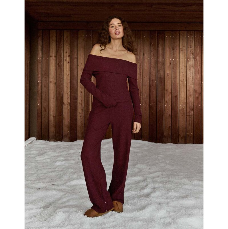4th & Reckless ribbed relaxed trouser co-ord in cherry-Red 111170920