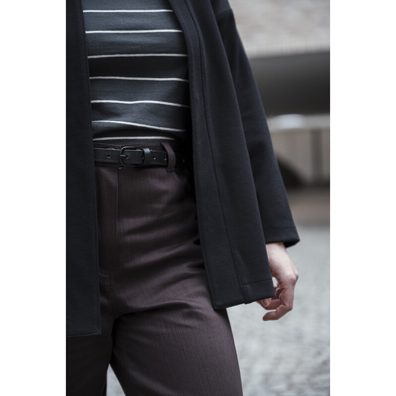 youngprimitive - Opasek Kožený pásek 2cm - black leather