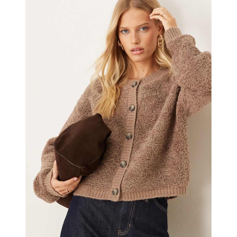 JDY teddy cardigan in light brown