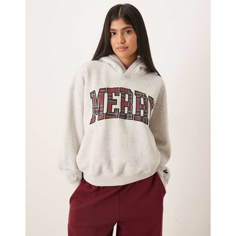 Abercrombie & Fitch holiday graphic hoodie in grey