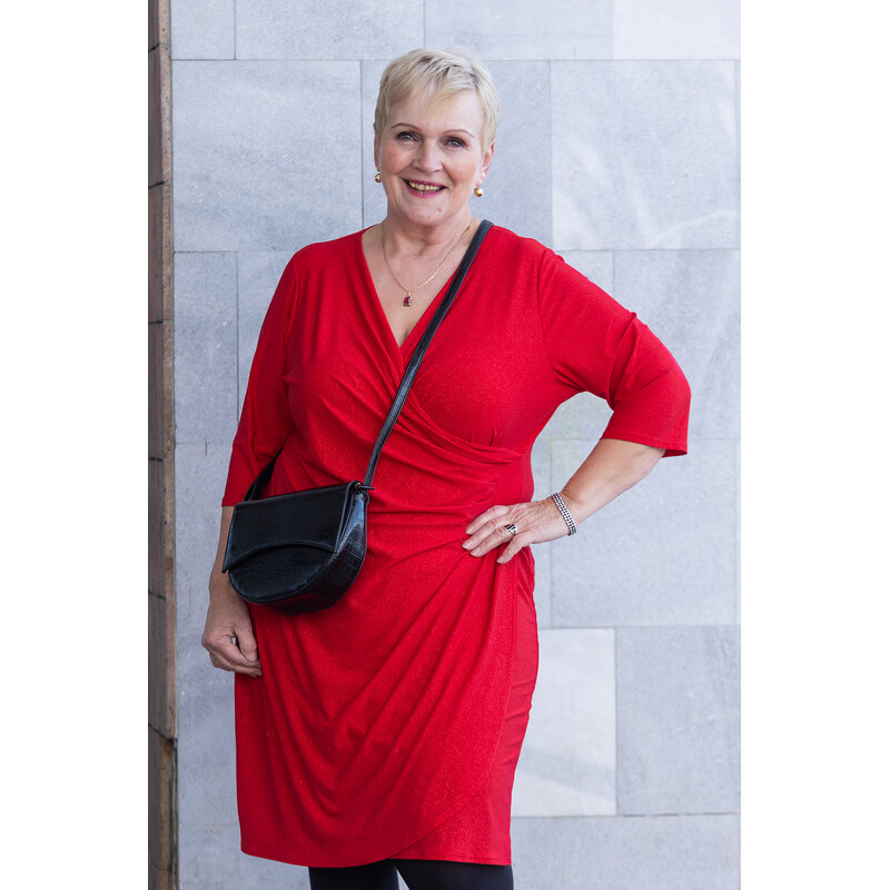 LARA Plesové šaty ROSIE [1630] Barva: Červená, Velikost: 46 110463314