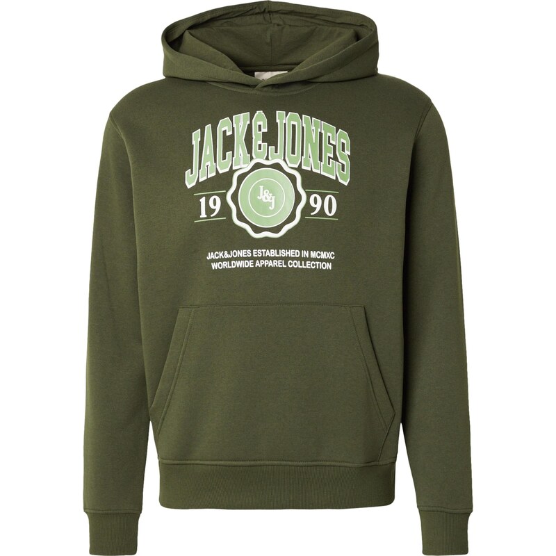 JACK & JONES Mikina JJMAKO mátová / jedle / bílá