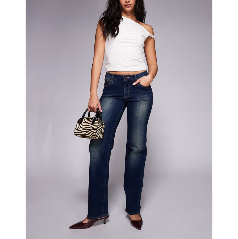 Abrand Jeans 99 low rise straight leg jean in dark wash blue 110989975