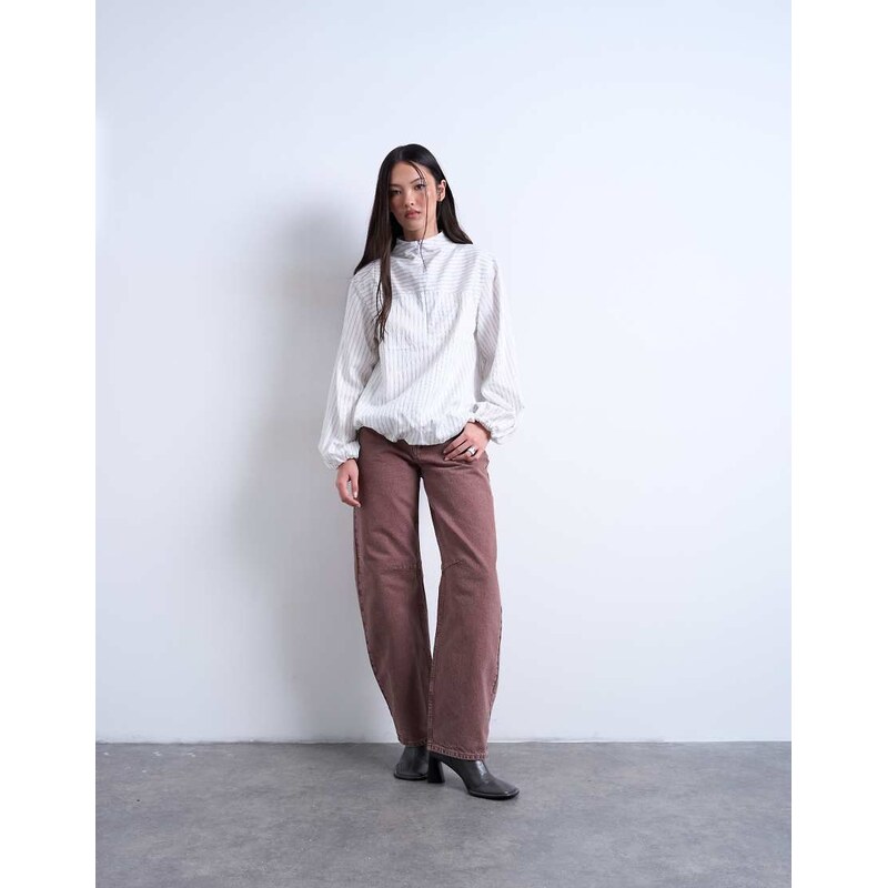 Topshop Barrel mid rise jean in eggplant-Purple