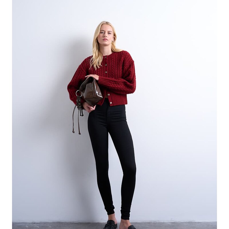 Topshop Tall Joni high rise skinny jean in black