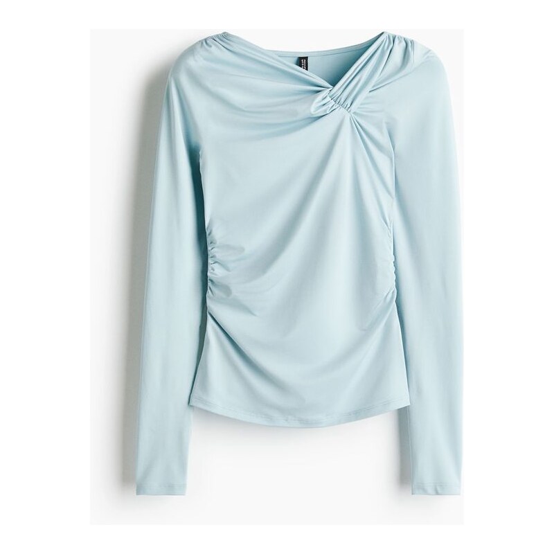 H&M - Top se stočeným detailem - Světle Tyrkysová