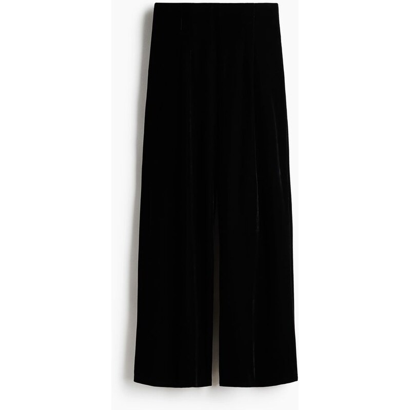 H&M - Velurové kalhoty - Černá
