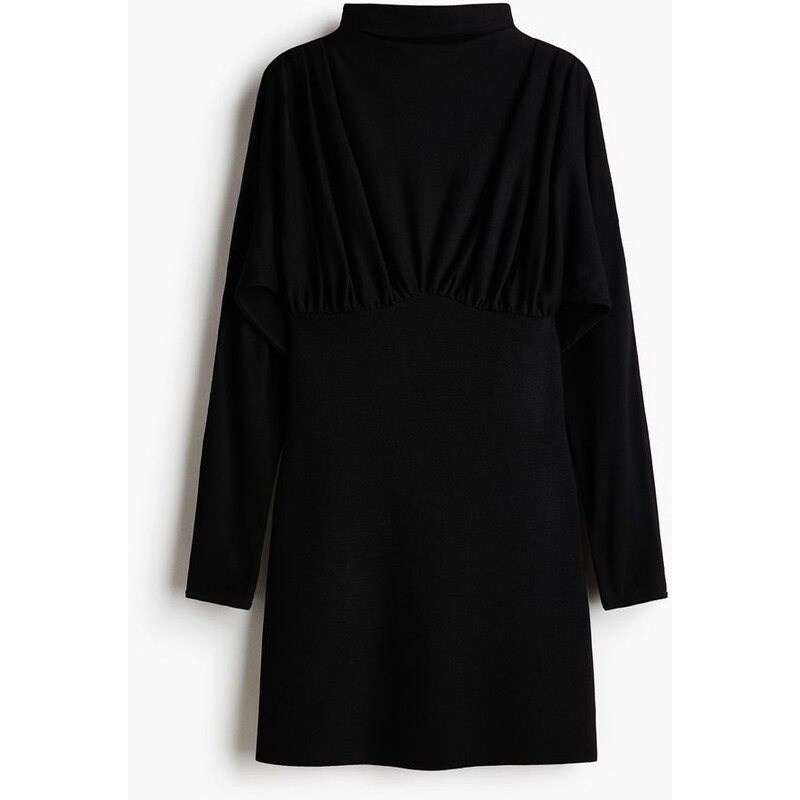 H&M - Nabírané šatys vysokým límcem - Černá