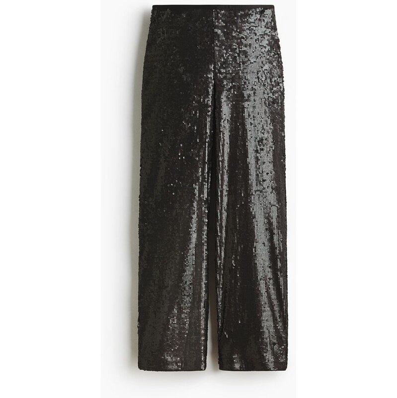 H&M - Flitrové kalhoty - Černá