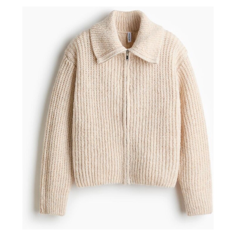 H&M - Svetr na zip - Světle Béžová