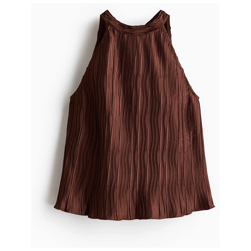 H&M - Mačkaný top bez rukávů - Hnědá