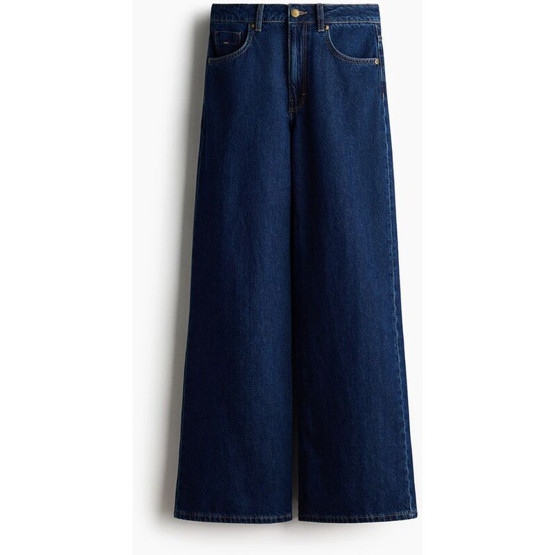 H&M - Wide Ultra High Jeans - Tmavý Denim Blue