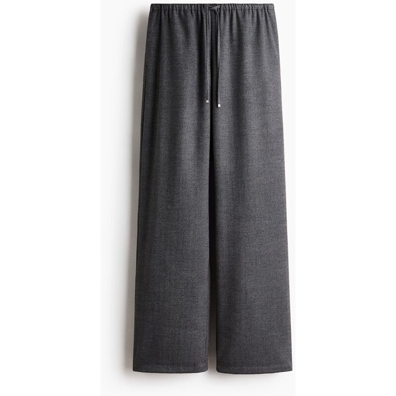 H&M - Kalhoty se stahovací šňůrkou - Dark Grey/Herringbone