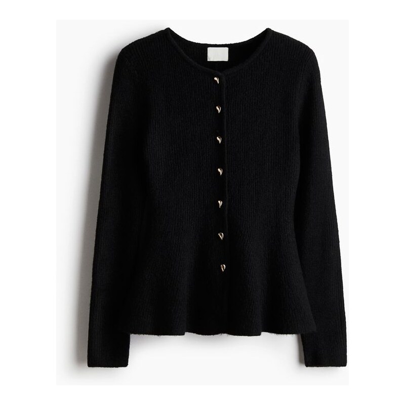 H&M - Propínací svetr peplum z žebrovaného úpletu - Černá