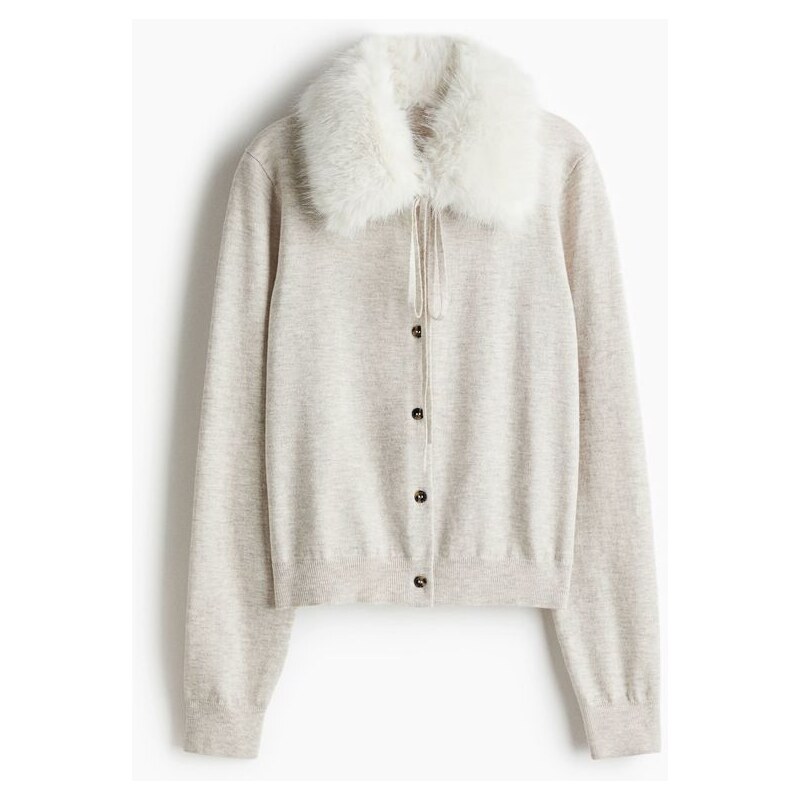 H&M - Propínací svetrs límcem - béžová 110991454