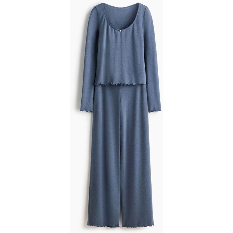 H&M - Pyžamo z česaného žerzeje - modrá 110991381