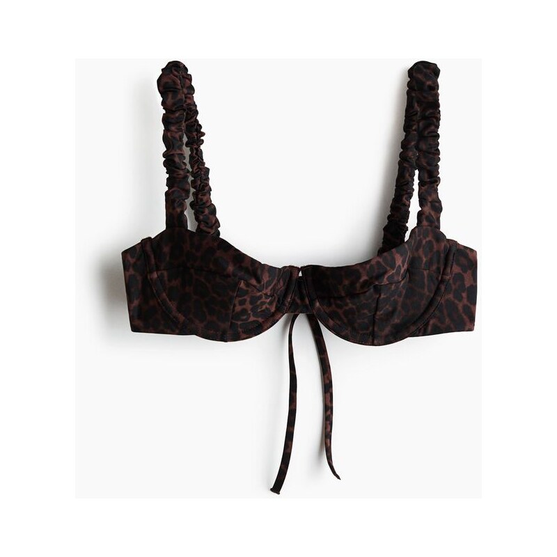 H&M - Bikinová balkonetka - Tmavě Hnědá/Leopardí Potisk