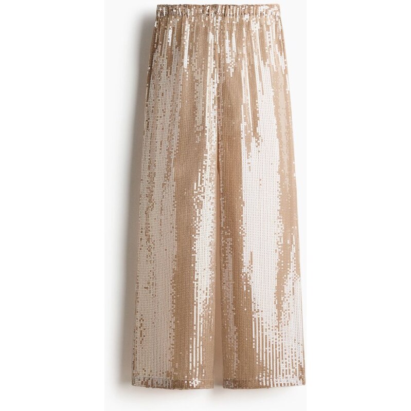 H&M - Flitrové kalhoty - Béžová