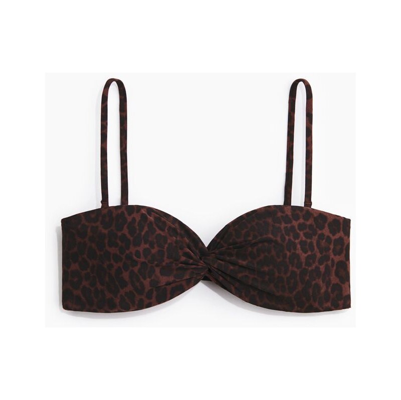 H&M - Vyztužená bikinová podprsenka bandeau - Tmavě Hnědá