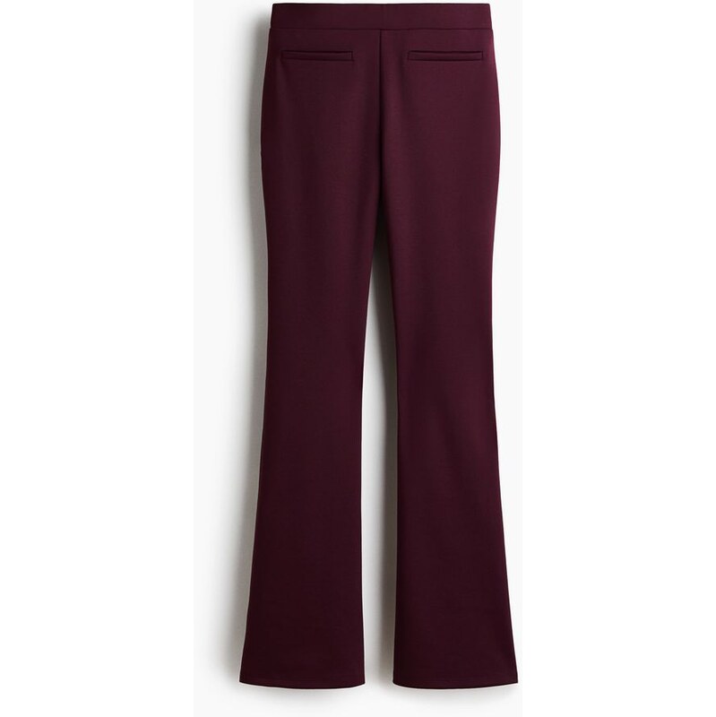 H&M - Kalhoty Flared - Švestková Červená