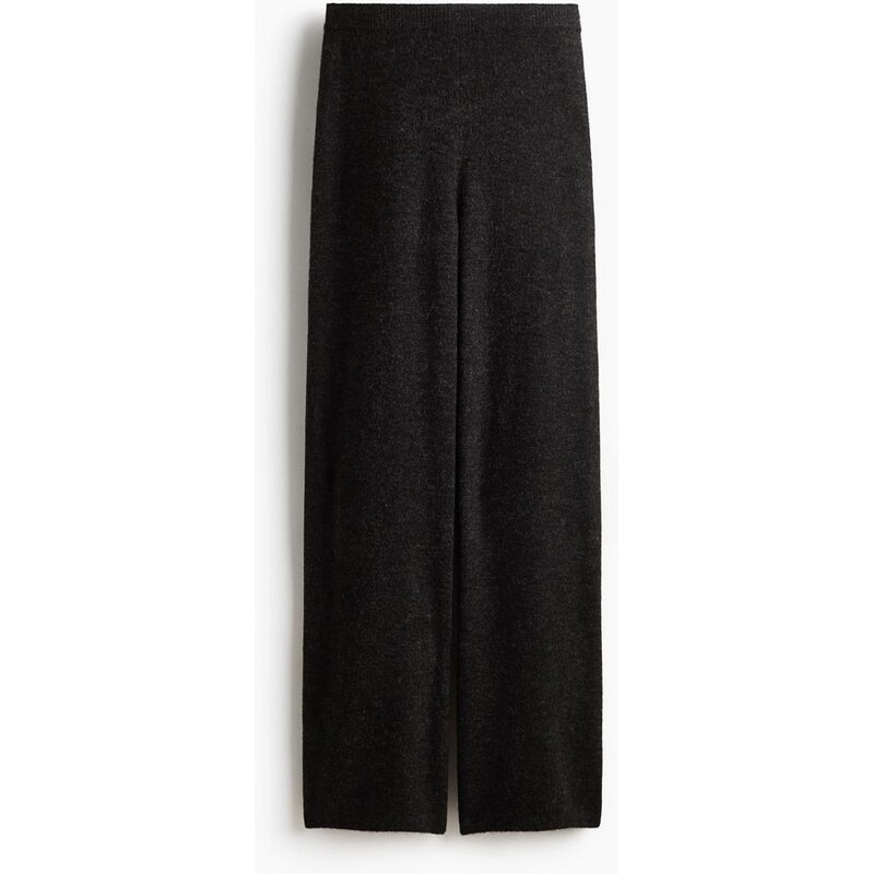 H&M - Pletené natahovací kalhoty - Tmavě Šedá