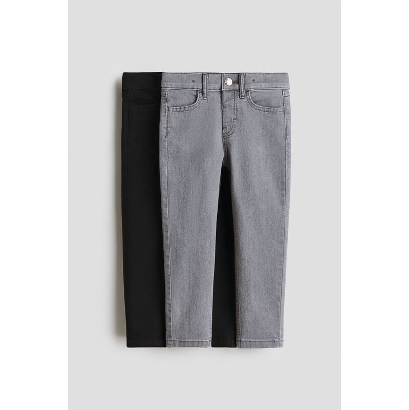 H&M - Slim Fit Jeans 2 kusy - Světle Šedá/Černá