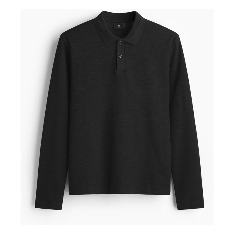 H&M - Tops dlouhým rukávem a límečkem Slim Fit - Tmavě Šedá