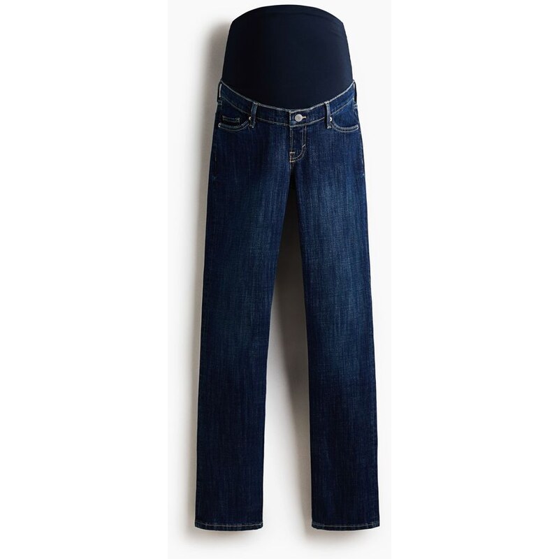 H&M - MAMA Slim Straight High Jeans - Tmavý Denim Blue