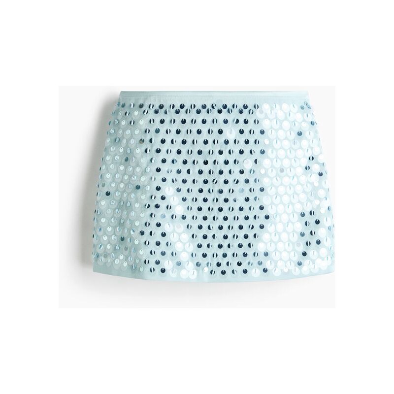 H&M - Flitrová minisukně - Světle Tyrkysová