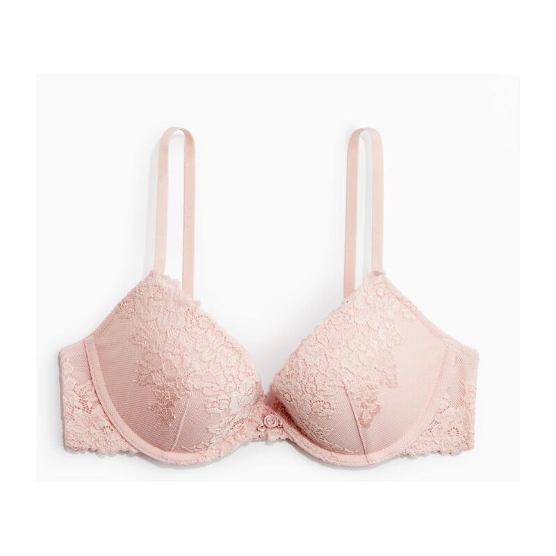 H&M - Krajková podprsenka push-up - růžová 110991844