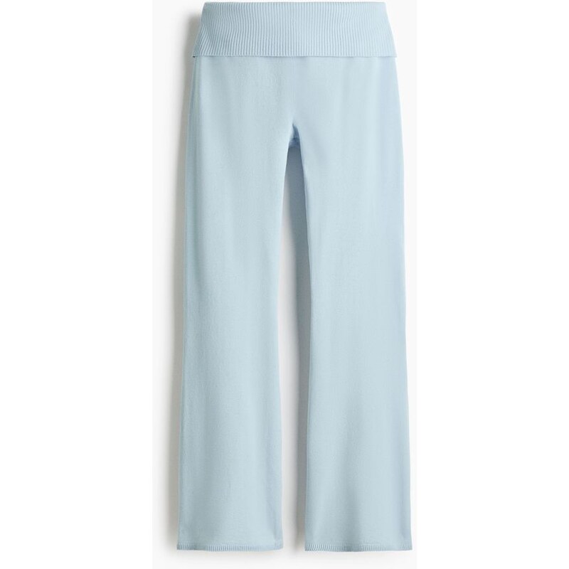 H&M - Pletené kalhoty na jógu - Bleděmodrá