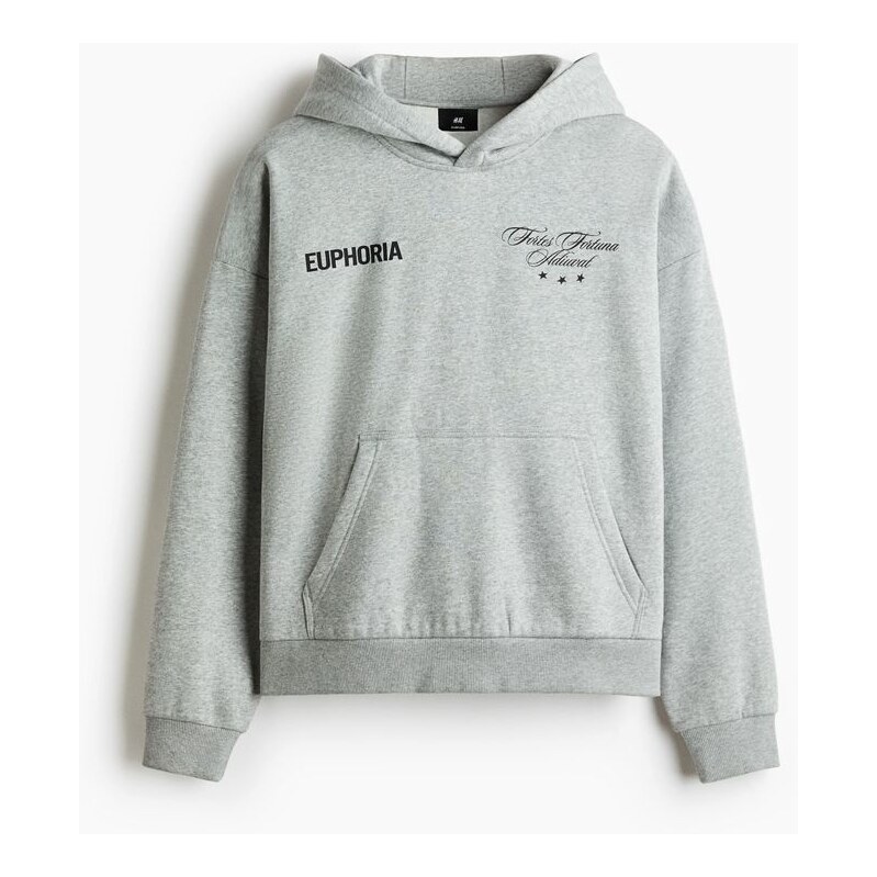 H&M - Mikinas kapucí Loose Fit - Šedý Melír/Euphoria