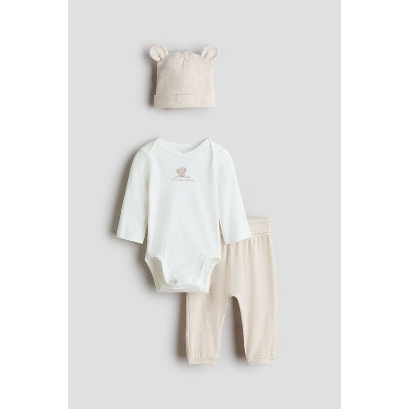 H&M - Trojdílná souprava z bavlněného žerzeje - bílá 110991953