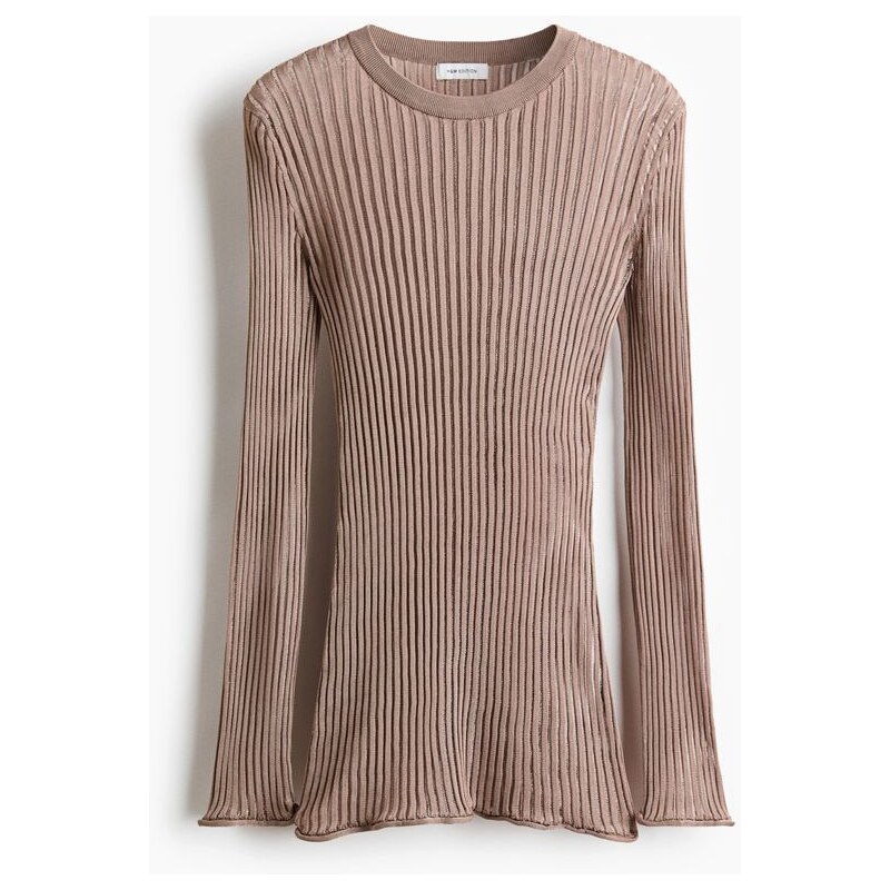H&M - Lehounký top z žebrovaného úpletu - Béžová