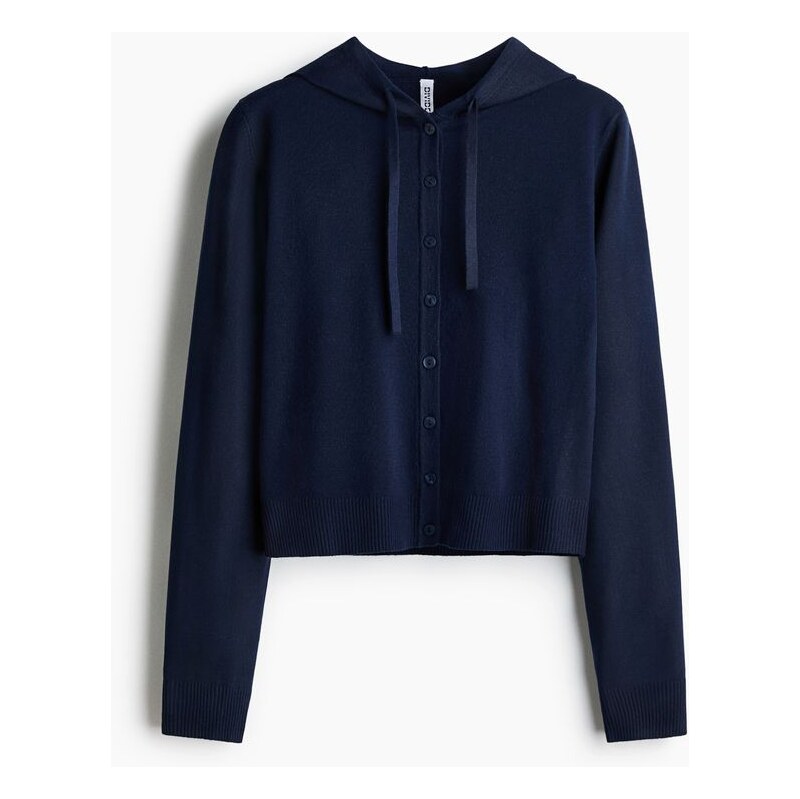 H&M - Propínací svetrs kapucí - Námořnická Modř