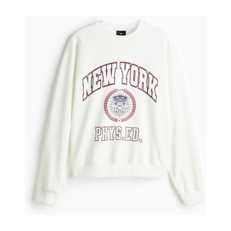 H&M - Mikina Loose Fit - Bílá/New York