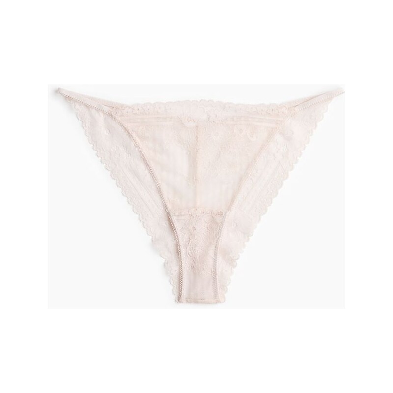 H&M - Krajkové kalhotky brazilian tanga - béžová 110992106