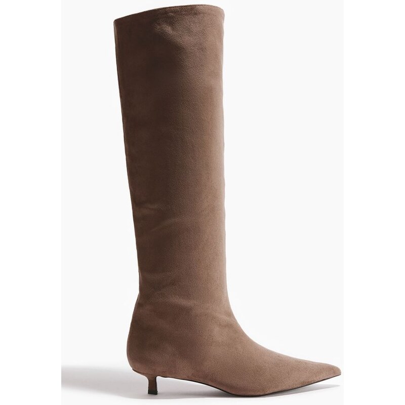 H&M - Kozačkys kačenkovým podpatkem - Béžová