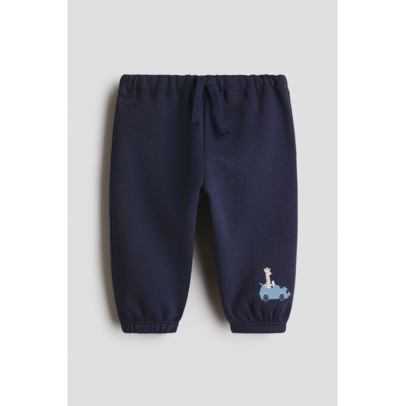 H&M - Teplákové kalhoty jogger - Námořnická Modř/Žirafa