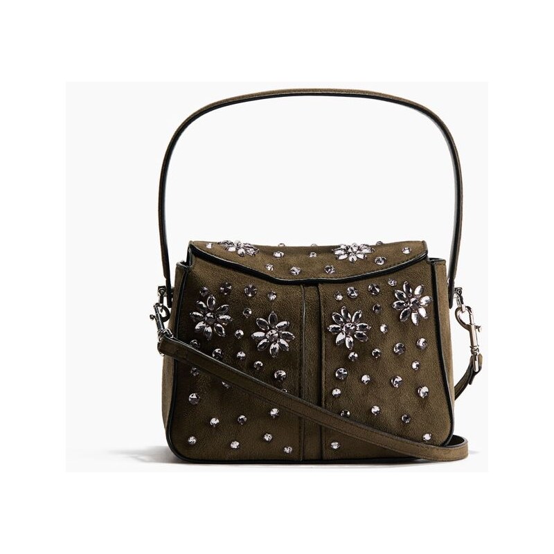 H&M - Zdobená kabelka crossbody - Tmavě Zelená Khaki
