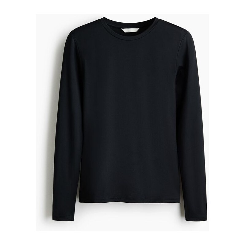H&M - Top z mikrovláknas dlouhými rukávy - černá 108136289