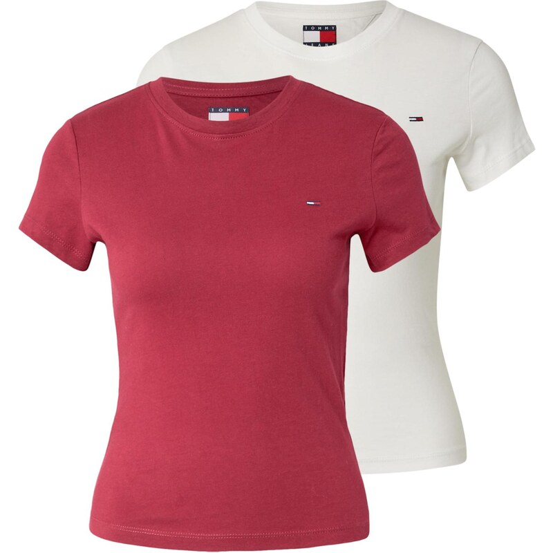 Tommy Jeans Tričko merlot / offwhite