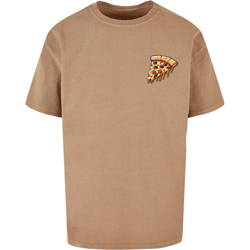 Merchcode Tričko Pizza Comic béžová / zlatě žlutá / tmavě zelená
